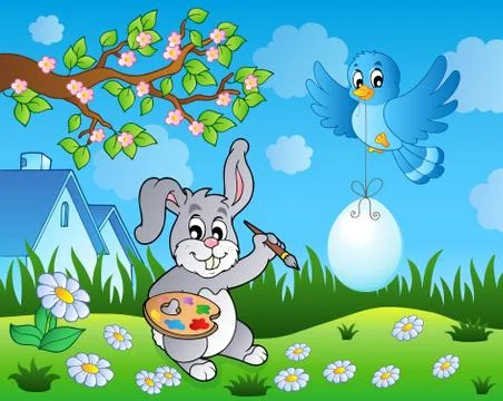 Easter bunny topic image -  illustration. Illustrazione stock