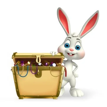 Easter bunny with treasure box Stock Illustration