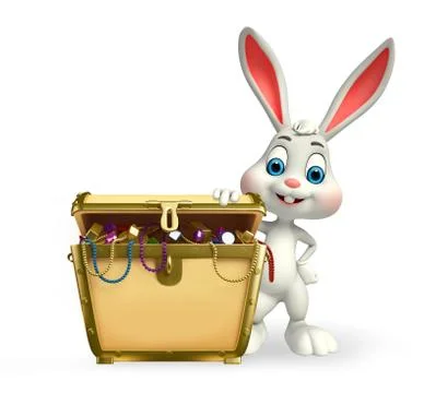 Easter bunny with treasure box Stock Illustration