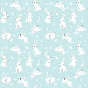 Easter bunny trendy pattern. Minimalist holiday characters, cute stylized イラスト素材