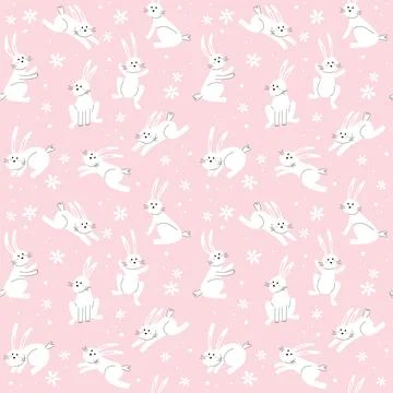 Easter bunny trendy pattern. Minimalist holiday characters, cute stylized Stock Illustration