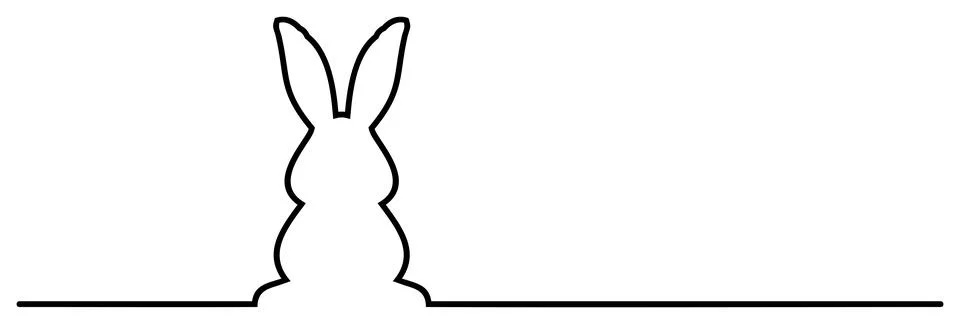 Easter Bunny vector in Black. White isolated background. Stock Illustration