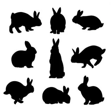 Easter Bunny vector Rabbits set silhouettes Stockillustratie