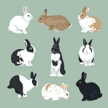 Easter Bunny vector Rabbits set retro style Stock Illustration