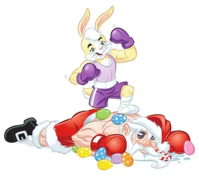 Easter Bunny verses Santa Stock Illustration