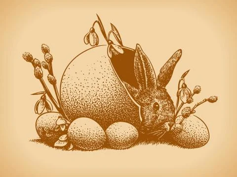Easter bunny vintage vector Illustrazione stock