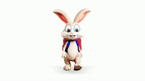 Easter Bunny walking with school bag and alpha channel Stock Footage 21989949