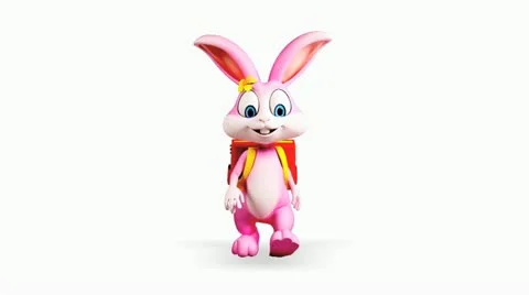 Easter Bunny walking with school bag Stock Footage 21990776