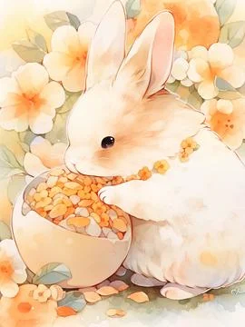 Easter Bunny in watercolor style Stock Illustration