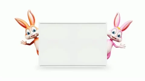 Easter bunny with white sign Stock Footage 21990628