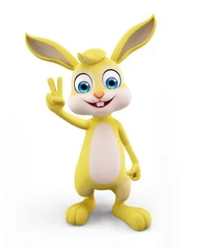 Easter Bunny with win pose Stock Illustration