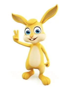 Easter Bunny with win pose Stock Illustration