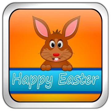 Easter bunny wishing happy easter button Illustrazione stock
