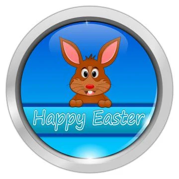 Easter bunny wishing happy easter button Stock-Illustration