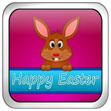 Easter bunny wishing happy easter button Illustrazione stock