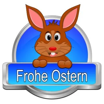 Easter bunny wishing happy easter button - in german Stock-Illustration
