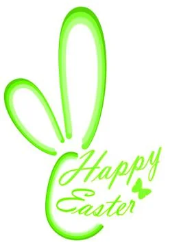 Easter bunny wishing Happy Easter – illustration Stock Illustration