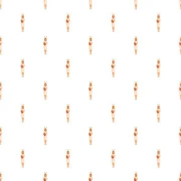Easter bunny woman pattern holding decorative egg Stock Illustration