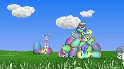 Easter Bunny Workers no text Stock Footage 21935460