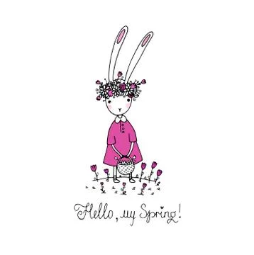 Easter bunny in a wreath Stock Illustration