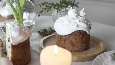 Easter cake and a candle Stock Footage 153800672