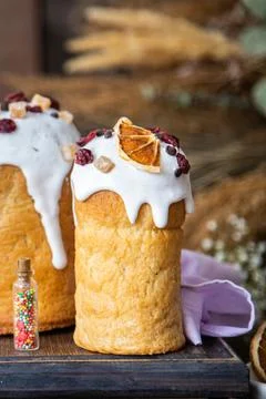 Easter cake and easter eggs dessert treat holiday meal food snack Stock Photos