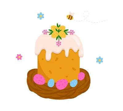 Easter cake and eggs. Element for poster, flyer, postcard Stock Illustration