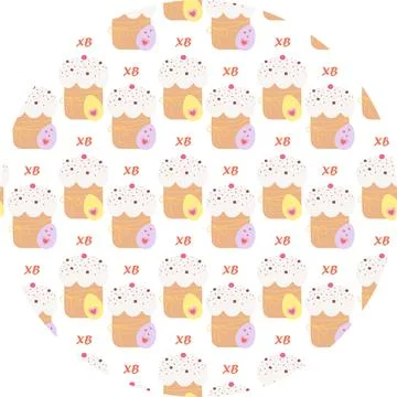 Easter Cake and Eggs with Hearts Decor and letters XB Pattern on Round Backdrop Illustrazione stock