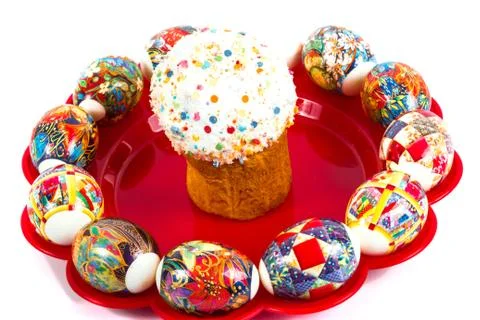 Easter cake and eggs Stock-Fotos