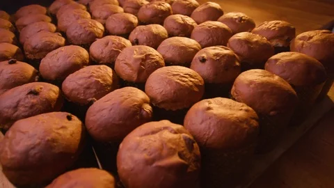 Easter cake baked in the oven. Stock Footage 123649603