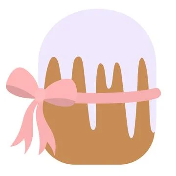 Easter cake. Baking is covered with purple icing. The bread is decorated with Stock Illustration