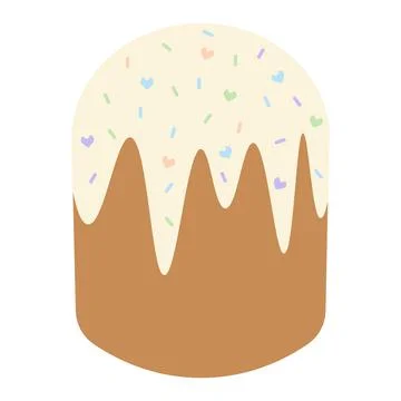 Easter cake. Baking is covered with yellow icing. Stock Illustration