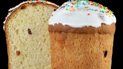 Easter cake on black background, rotation. the frame moves from bottom to top Stock Footage 153394209