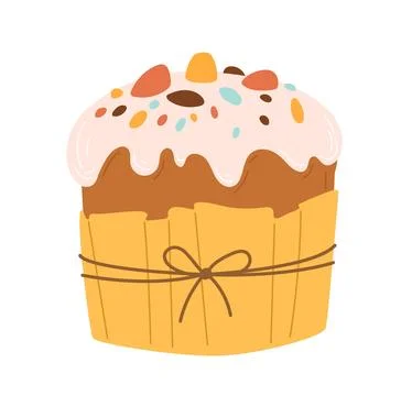 Easter cake with candied fruit and chocolate. Christmas bakery vector illus.. 库存插图