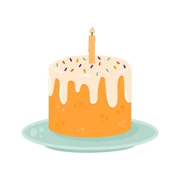 Easter cake with a candle. Happy Easter. 스톡 일러스트