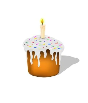 Easter cake with a candle Stock Illustration