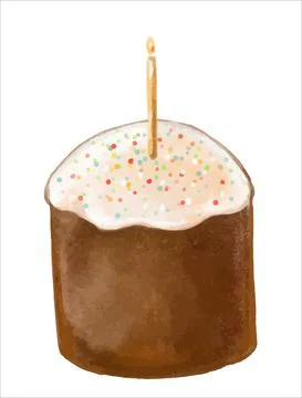 Easter cake with a candle. Stock Illustration