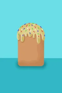 Easter cake with caramel on a blue background. Stock Illustration