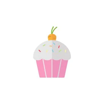 Easter cake with carrot flat icon, Stock Illustration