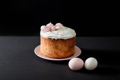 Easter cake chicken eggs grey Stock Photos