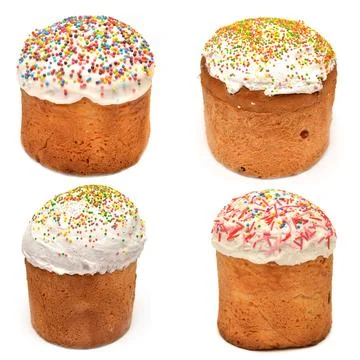 Easter cake collection isolated on white background Stockfoto's