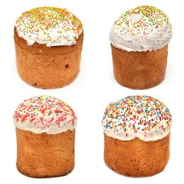 Easter cake collection isolated on white background Stockfoto's