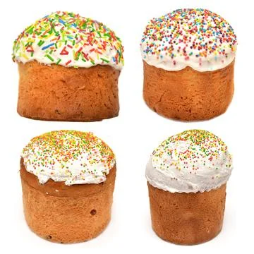 Easter cake collection isolated on white background Stockfoto's