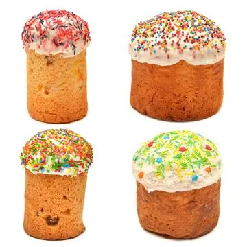 Easter cake collection isolated on white background Stockfoto's