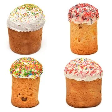 Easter cake collection isolated on white background Stockfoto's