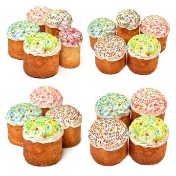 Easter cake collection isolated on white background Stockfoto's
