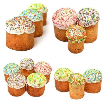 Easter cake collection isolated on white background Stockfoto's