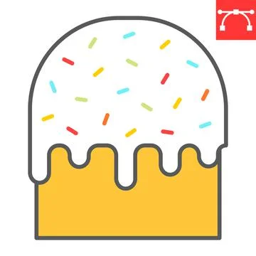 Easter cake color line icon, sweet and holiday, traditional easter cake vector Illustrazione stock