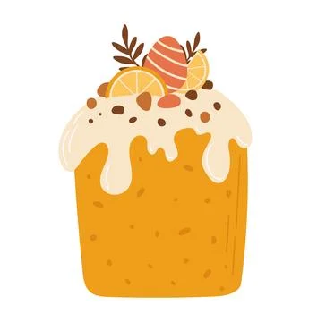 Easter cake decorated candied fruit and eggs. Sweet bakery vector illustratio Illustrazione stock