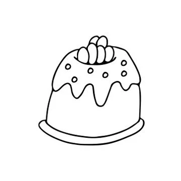Easter cake decorated with little eggs in doodle style. Stock Illustration